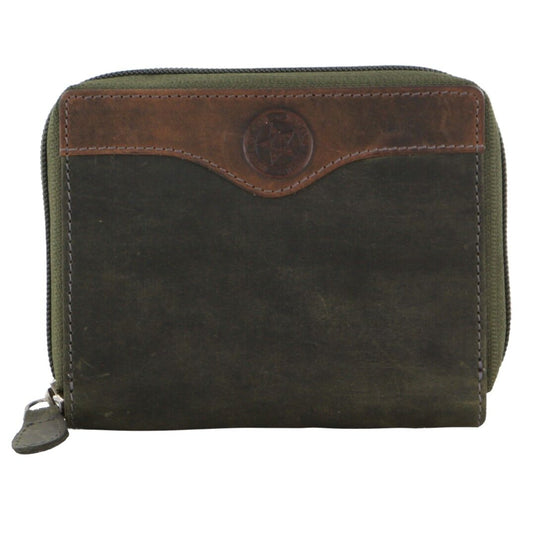 Billy The Kid Leather Wallet with Zip & Coin Pocket in Olive-3