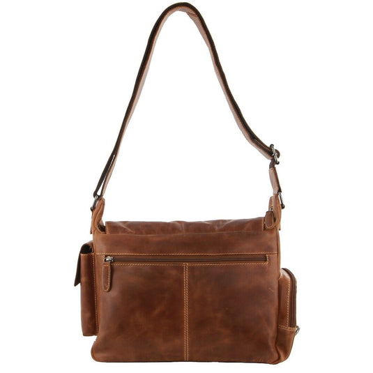 Billy The Kid Men's Genuine Leather Messenger Bag in Cognac-2