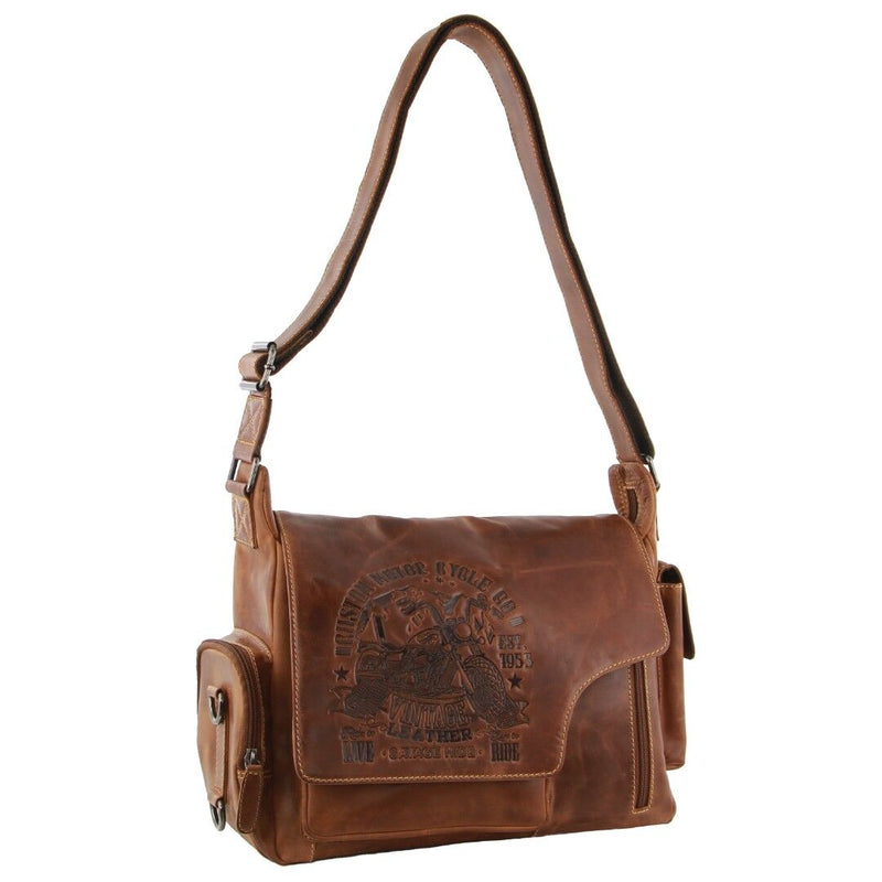 Load image into Gallery viewer, Billy The Kid Men's Genuine Leather Messenger Bag in Cognac-1
