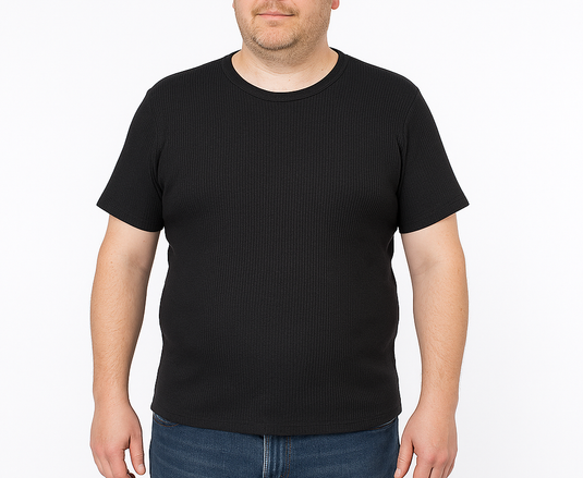 Mens Thermal Short Sleeve Top T Shirt Baselayer Cotton Blend Winter - Black-0