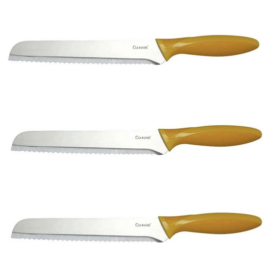 3Pc Set 20.5cm Culinare Bread Knife Stainless Steel Kitchen Chef with Cover (Great for Sourdough)-1