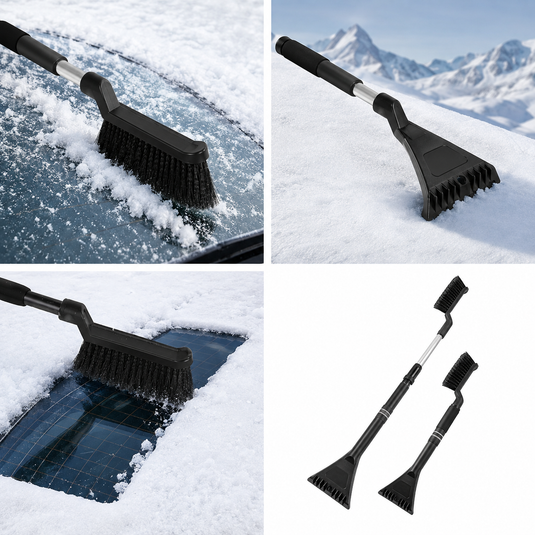 Extendable Car 3 in 1 Snow Brush and Ice Scraper with Detachable Head in Black-2