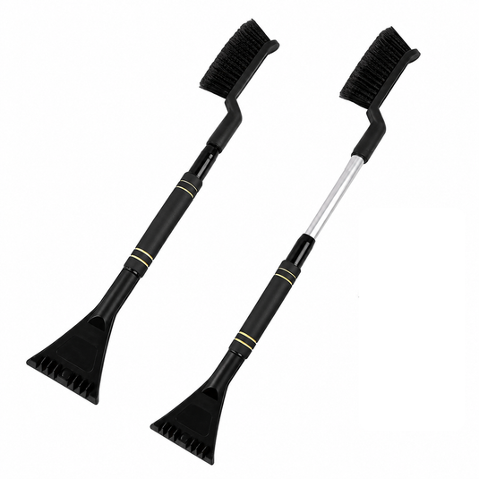 Extendable Car 3 in 1 Snow Brush and Ice Scraper with Detachable Head in Black-0