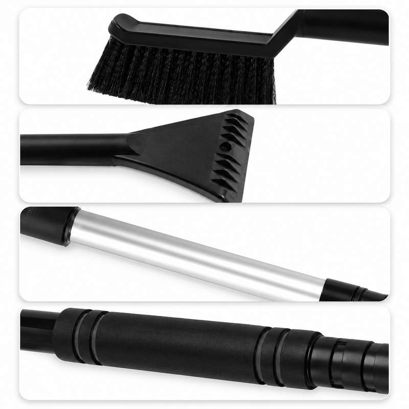 Load image into Gallery viewer, Extendable Car 3 in 1 Snow Brush and Ice Scraper with Detachable Head in Black-3

