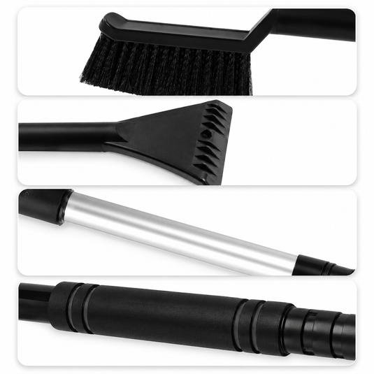 Extendable Car 3 in 1 Snow Brush and Ice Scraper with Detachable Head in Black-3