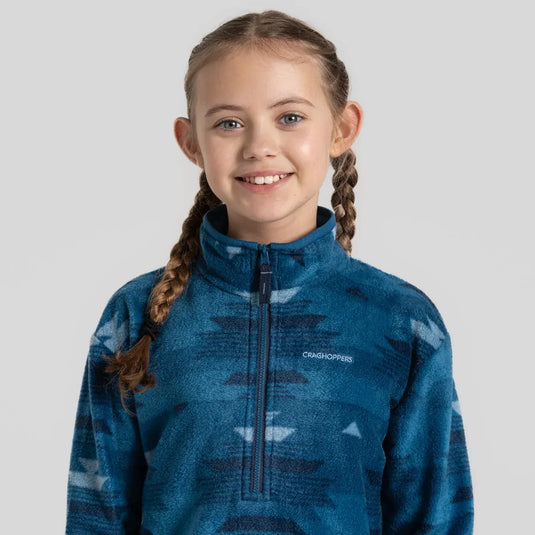 Craghoppers Calke Kids Printed Microfleece Half Zip Jacket – Navy Blue