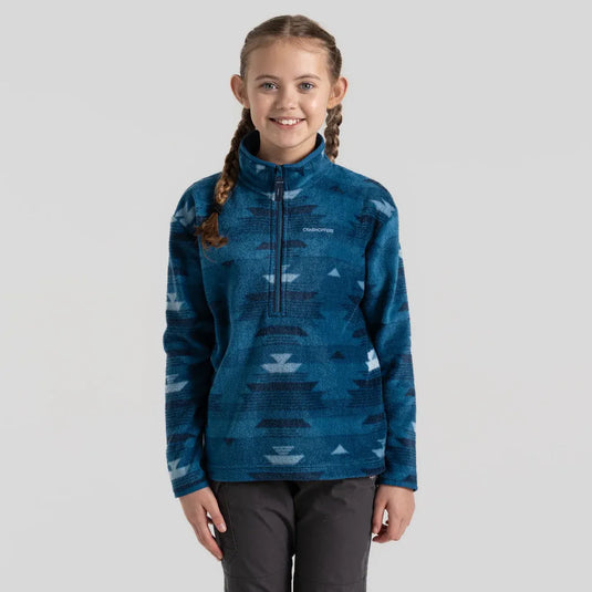 Craghoppers Calke Kids Printed Microfleece Half Zip Jacket – Navy Blue