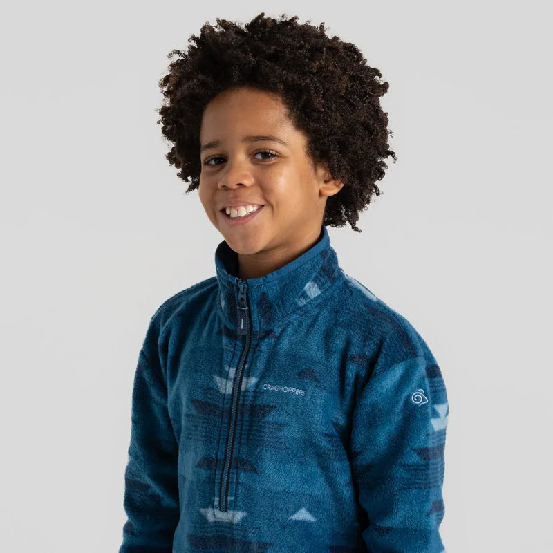 Load image into Gallery viewer, Craghoppers Calke Kids Printed Microfleece Half Zip Jacket – Navy Blue
