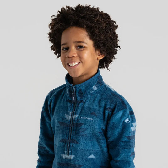 Craghoppers Calke Kids Printed Microfleece Half Zip Jacket – Navy Blue