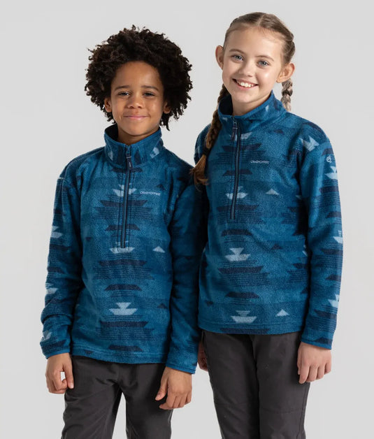 Craghoppers Calke Kids Printed Microfleece Half Zip Jacket in Navy Blue-3