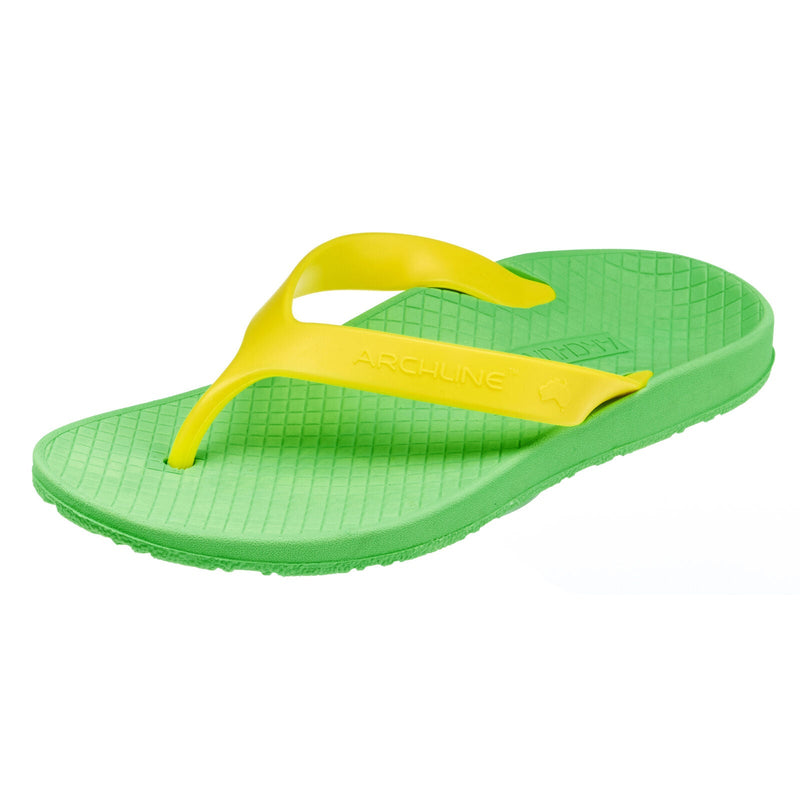 Load image into Gallery viewer, ARCHLINE Flip Flops Orthotic Thongs Arch Support Shoes Footwear - Green/Gold-0

