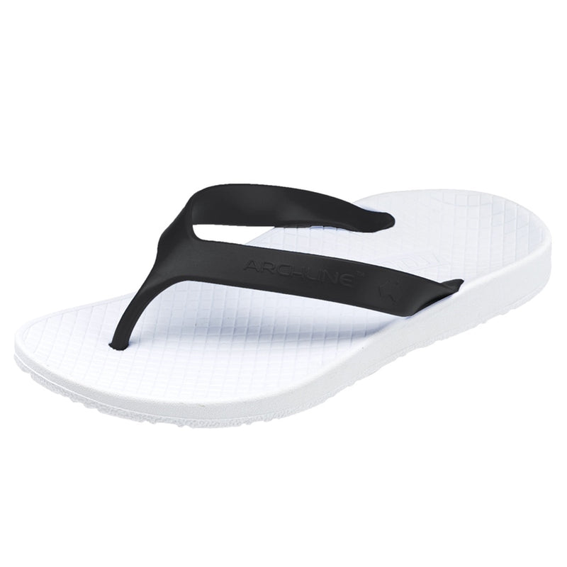 Load image into Gallery viewer, ARCHLINE Flip Flops Orthotic Thongs Arch Support Shoes Footwear - White/Black-4

