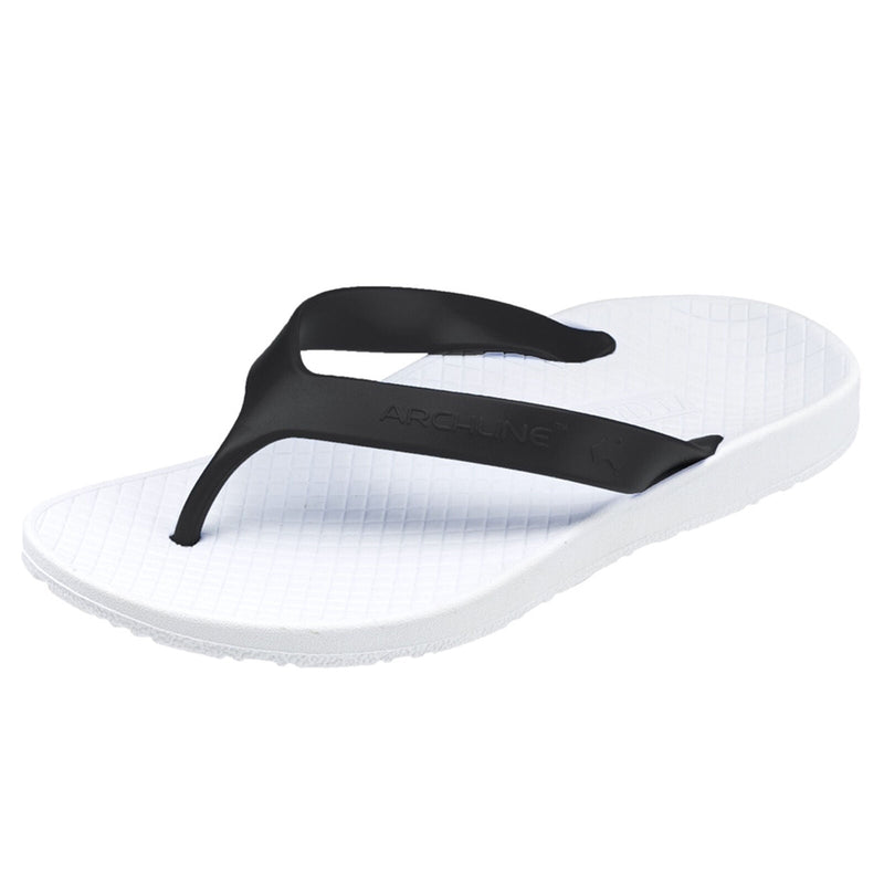 Load image into Gallery viewer, ARCHLINE Flip Flops Orthotic Thongs Arch Support Shoes Footwear - White/Black-1
