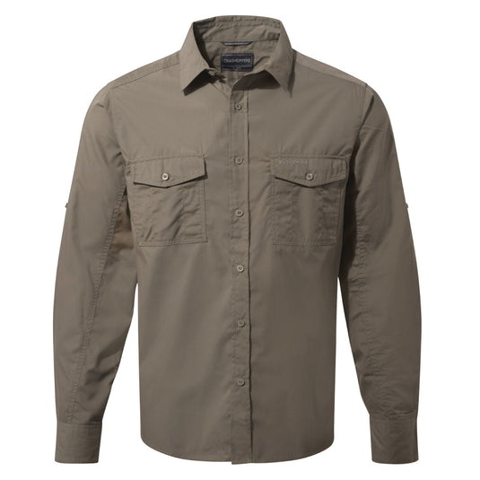 Craghoppers Kiwi Long Sleeve Outdoor Shirt in Pebble-1