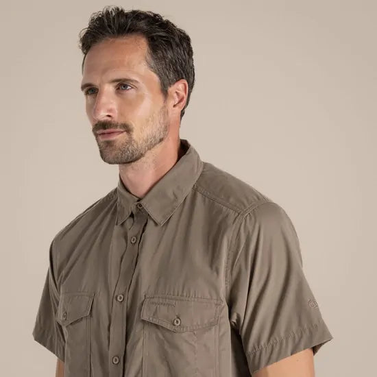 Load image into Gallery viewer, Craghoppers Kiwi Short Sleeve Outdoor Shirt in Pebble

