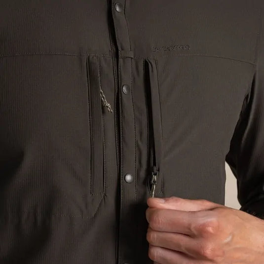 Craghoppers NosiLife Pro V Long Sleeve Stretch Shirt | Woodland Green
