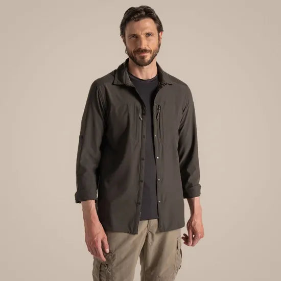 Load image into Gallery viewer, Craghoppers NosiLife Pro Long Sleeve Stretch Shirt V in Woodland Green-3
