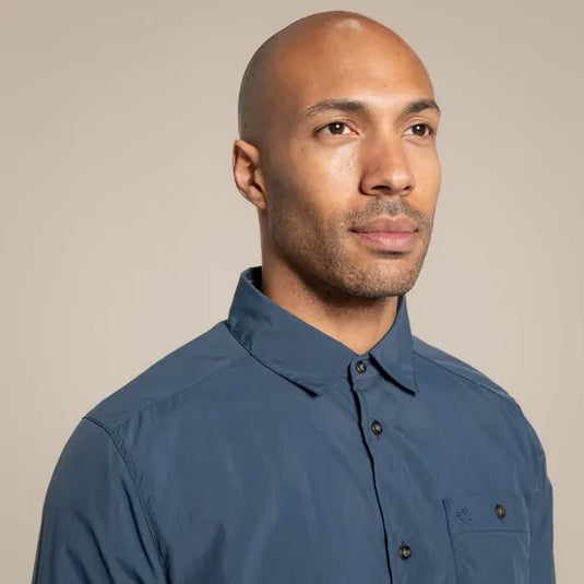 Craghoppers NosiLife Pro V Long Sleeve Travel Shirt – | Blue Stone