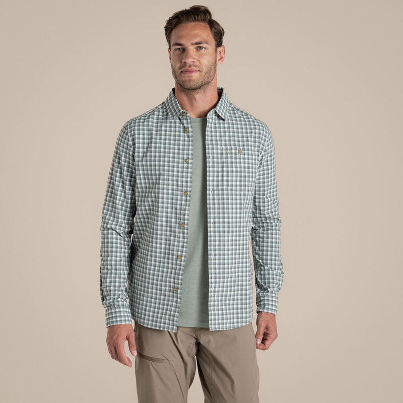 Load image into Gallery viewer, Craghoppers NosiLife Long Sleeve Shirt | Lichen Green/Ecru

