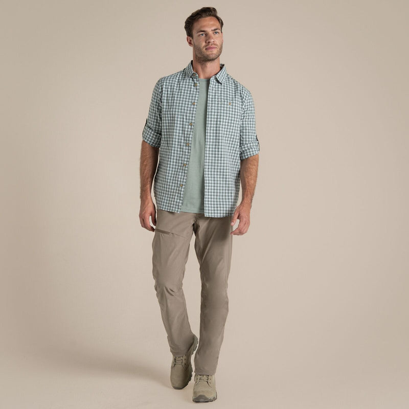 Load image into Gallery viewer, Craghoppers NosiLife Long Sleeve Shirt | Lichen Green/Ecru
