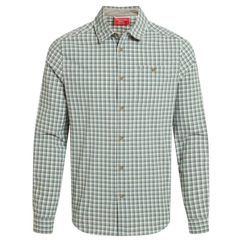 Load image into Gallery viewer, Craghoppers NosiLife Nuoro Check Long Sleeve Shirt in Lichen Green / Ecru Check-1
