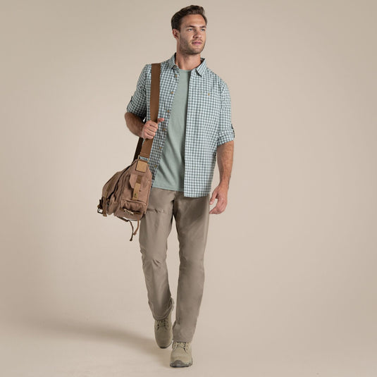 Craghoppers NosiLife Nuoro Check Long Sleeve Shirt in Lichen Green / Ecru Check-3