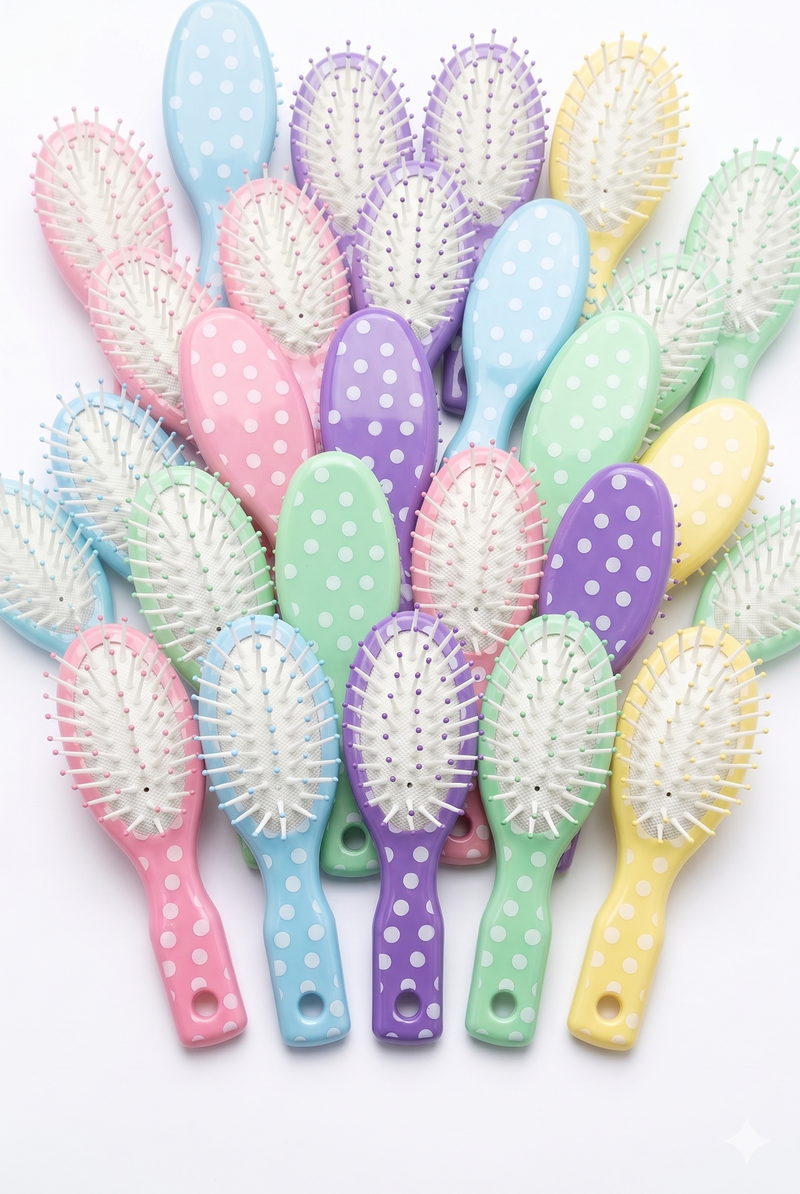 Load image into Gallery viewer, Kids Mini Polka Dot Mini Hairbrush 12.5cm in Assorted Colours - Pack of 24-0
