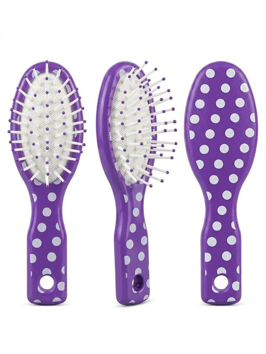 Kids Mini Polka Dot Mini Hairbrush 12.5cm in Assorted Colours - Pack of 24-4
