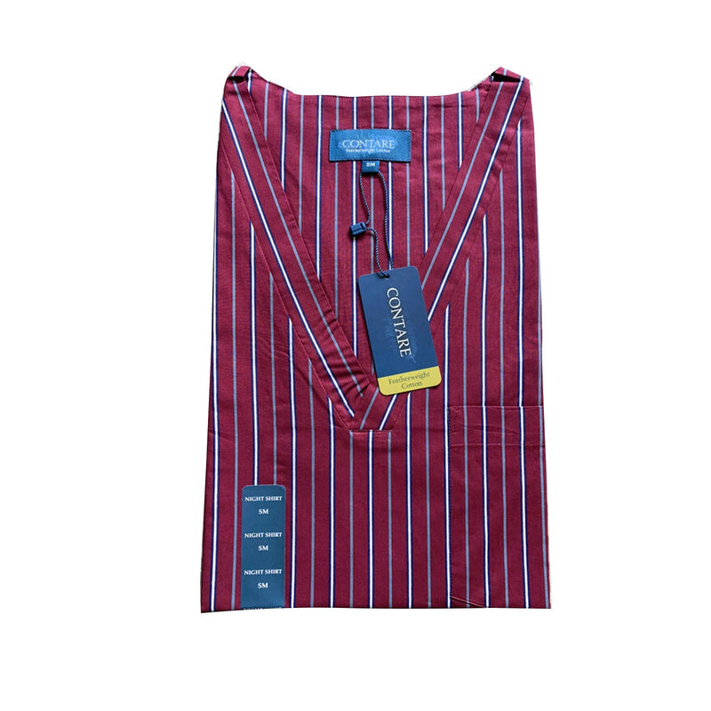Load image into Gallery viewer, Contare V-Neck Mens Night Shirt 100% Cotton Pyjamas PJs Sleepwear Nightie Gown in Red-4
