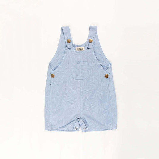 Ponchik Babies + Kids - Cotton Dungaree Overalls - Capri Blue-0