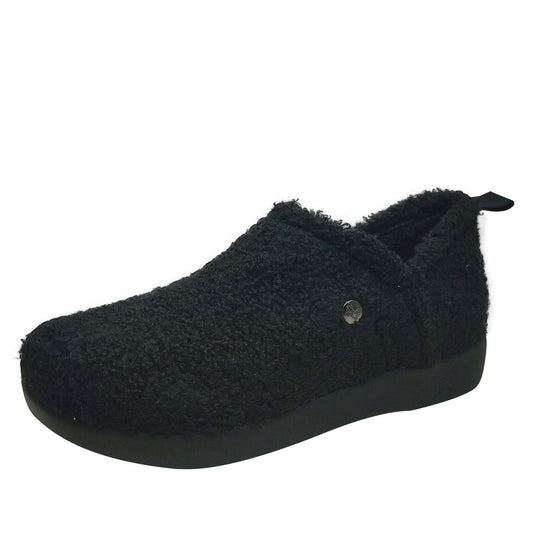Alegria Cozee Slippers Shoes Warm Cozy Sherpa Shoes in Lamb Black-0