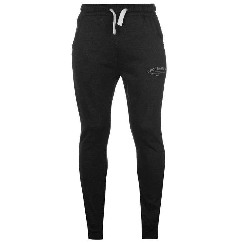 Load image into Gallery viewer, CROSSHATCH Leeroy Skinny Track Pants Slim Trousers Cotton Gym Trackies Joggers - Charcoal Marle-1
