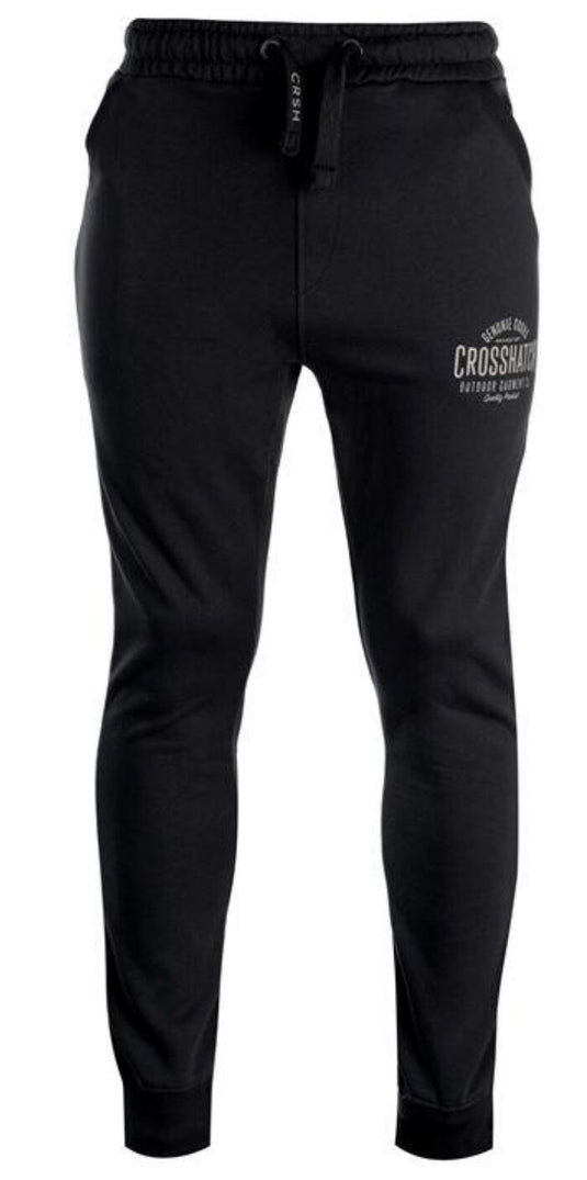 CROSSHATCH Seton  Skinny Track Pants Slim Trousers Cotton Gym Trackies Joggers - Black-0
