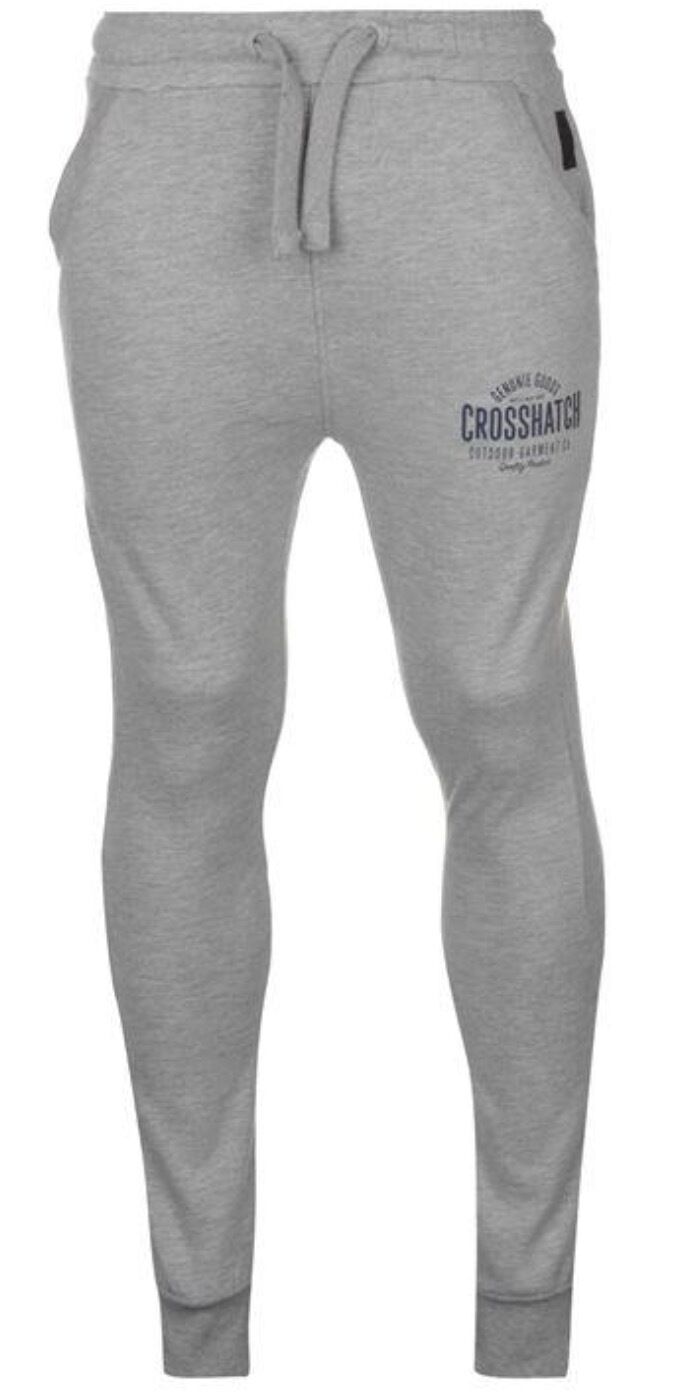 Load image into Gallery viewer, CROSSHATCH Seton  Skinny Track Pants Slim Trousers Cotton Gym Trackies Joggers - Light Grey-1
