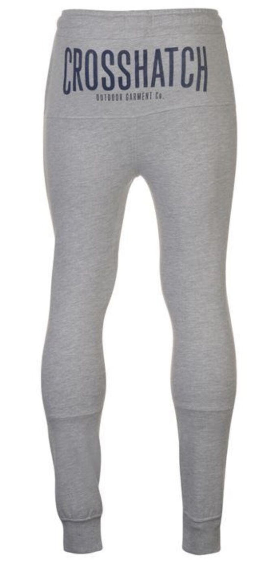 CROSSHATCH Seton  Skinny Track Pants Slim Trousers Cotton Gym Trackies Joggers - Light Grey-2