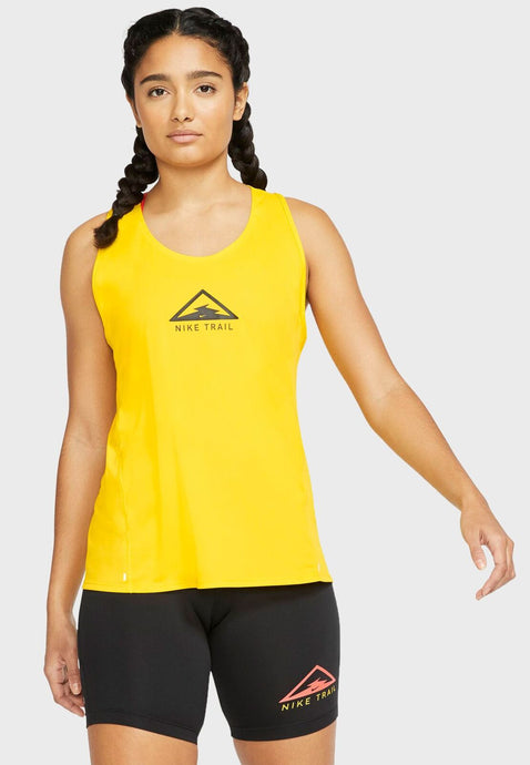 Nike Womens City Sleek Trail Gym Yoga Sports Running Singlet Tank Top - Yellow-0