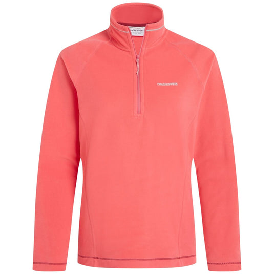 Craghoppers Womens Miska VI Lightweight Recycled Microfleece Half Zip Fleece Pullover in Coral Reef-1