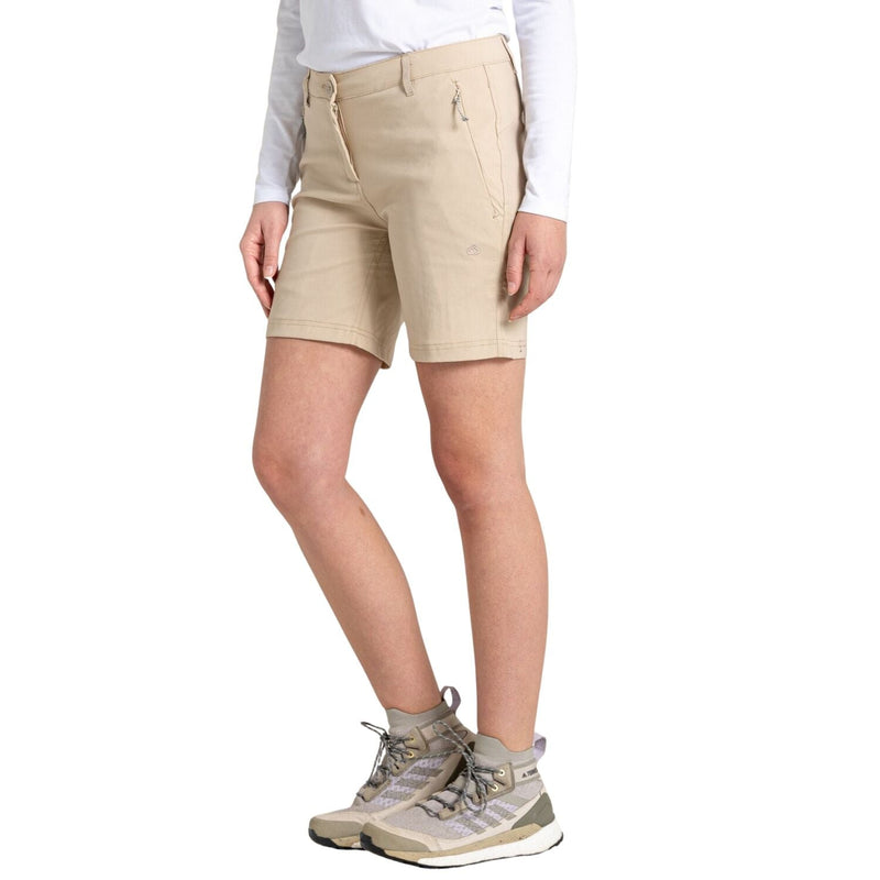 Load image into Gallery viewer, Craghoppers Womens Kiwi Pro II UPF 50+ Water Repellent 7” Stretch Shorts in Desert Sand-3
