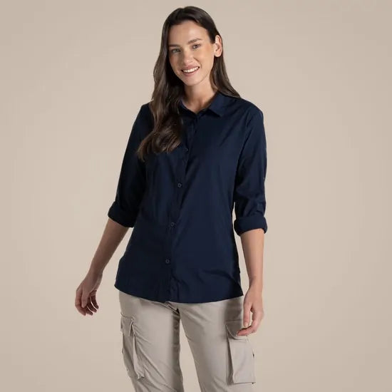 Load image into Gallery viewer, Craghoppers Womens Freeda Lightweight Anti-Insect Long Sleeve Travel Shirt in Blue Navy-8
