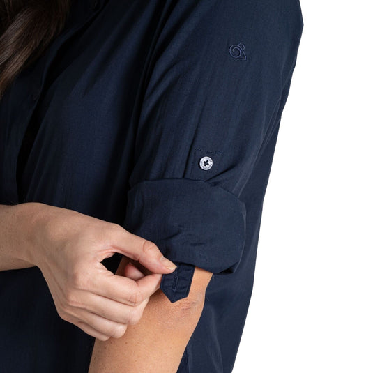 Craghoppers NosiLife Freeda Women's Long Sleeve Travel Shirt – Insect Repellent | Blue Navy