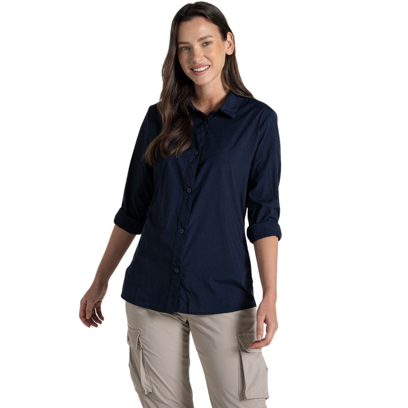 Load image into Gallery viewer, Craghoppers Womens Freeda Lightweight Anti-Insect Long Sleeve Travel Shirt in Blue Navy-3
