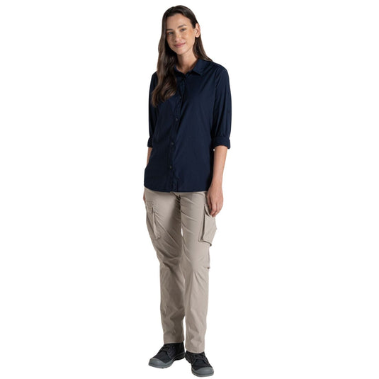 Craghoppers NosiLife Freeda Women's Long Sleeve Travel Shirt – Insect Repellent | Blue Navy