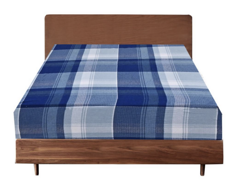 Load image into Gallery viewer, 2x Queen Luxury 100% Cotton Flannelette Fitted Bed Sheet - Blue Check Print-2
