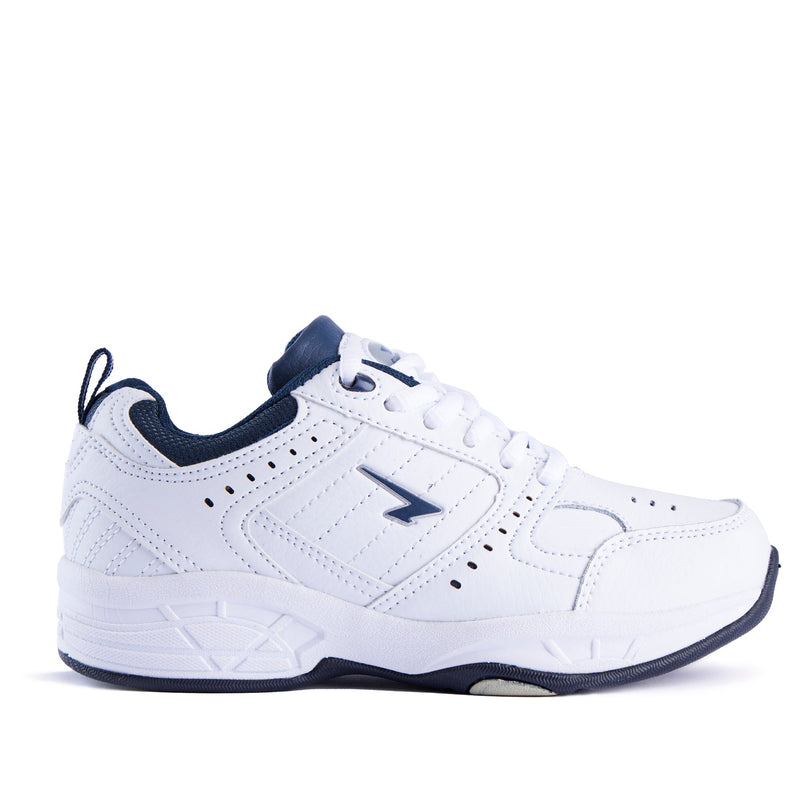 Load image into Gallery viewer, Defy Junior Leather Lace Up Cross Trainer   - White Navy-0
