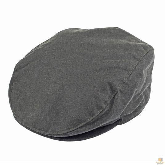 DENTS Halley Stevenson Waxed Cotton Flat Cap Ivy Hat Driving Cabbie Lined - Sage-0