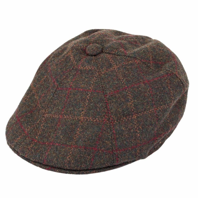 Load image into Gallery viewer, Dents Window Pane Check Driver Cap Driving Cabbie Quilted Satin - Olive-0
