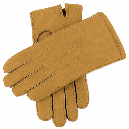 Mens York Lambskin Leather Gloves Fleecy Lining Hand Sewn Winter Warm - Camel-0