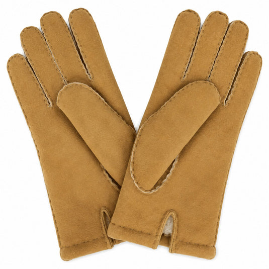 Mens York Lambskin Leather Gloves Fleecy Lining Hand Sewn Winter Warm - Camel-3