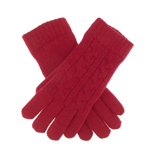Dents Womens Cable Knit Gloves in Berry-1
