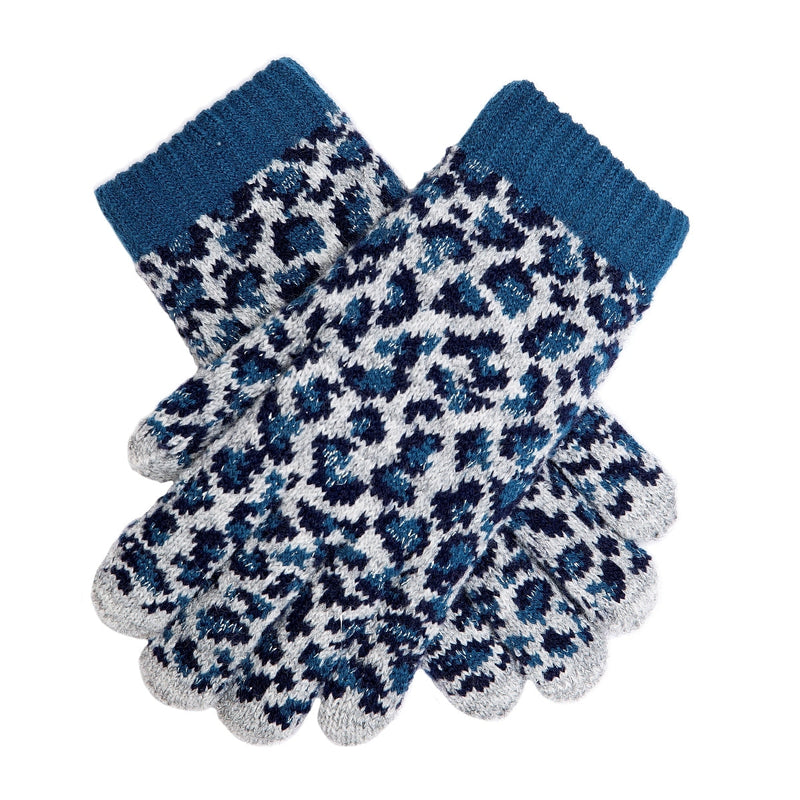 Load image into Gallery viewer, Dents Womens Animal Print Knitted Gloves Premium Warm Winter Knit  - Teal-3
